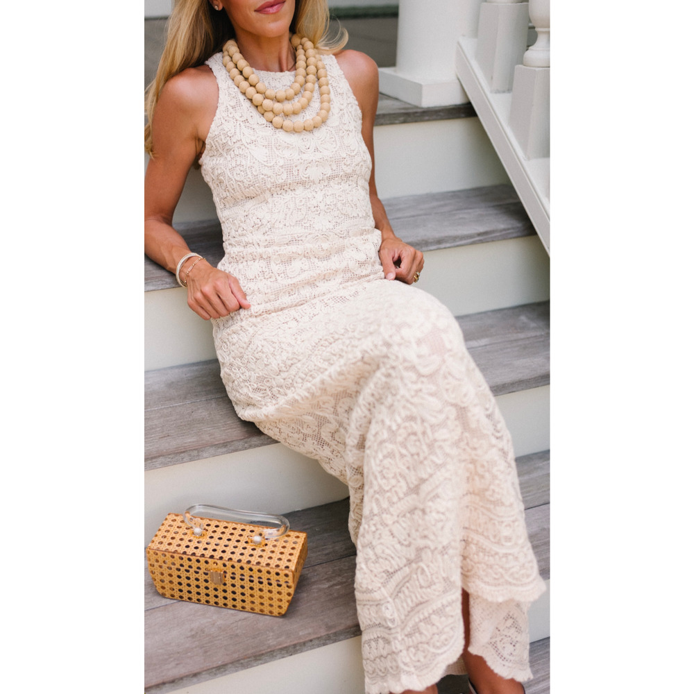 Tuckernuck Leilana Cream Crochet Lace Midi Dress Sleeveless Size S NWT - Picture 2 of 6